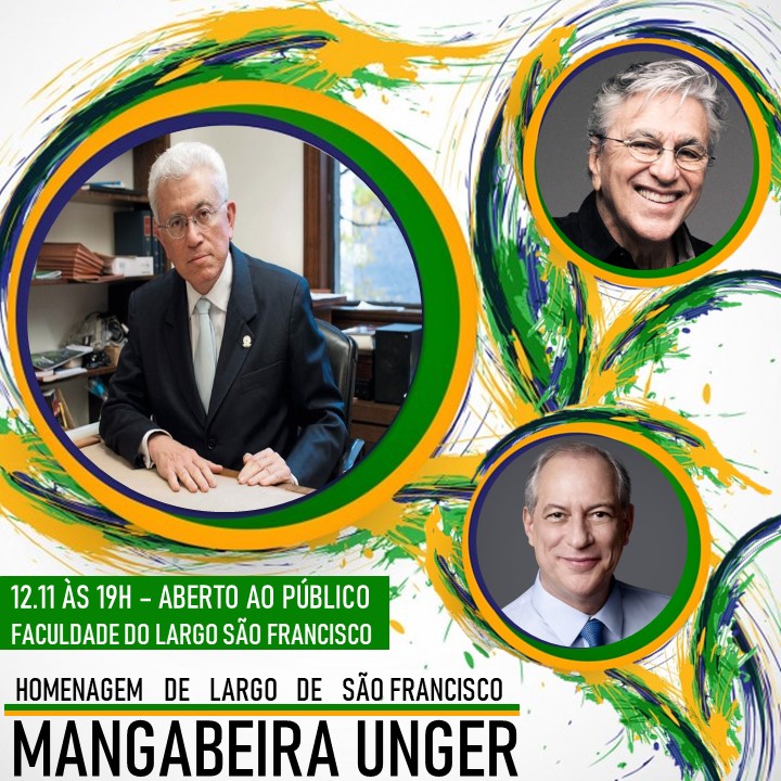 Ciro Gomes e Caetano Veloso homenageiam Mangabeira Unger em evento